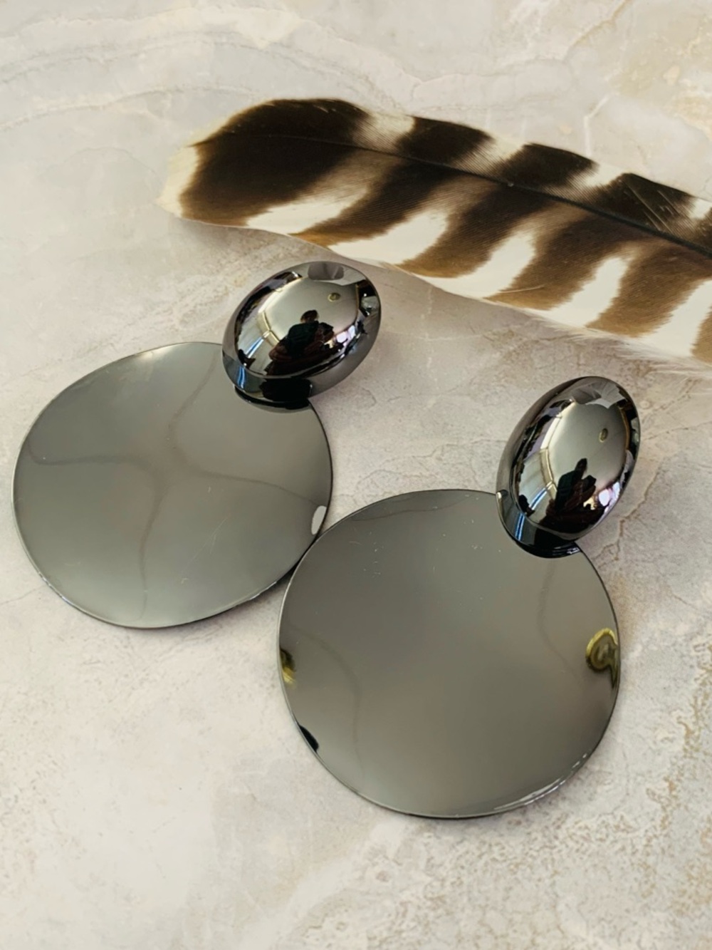 FAMARINE Big Disc Drop Earrings
